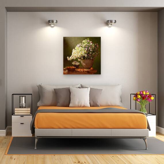 Tablou Canvas - Natura Moarta Cu Un Cos De Flori Salbatice, Marime: 60 x 60 cm - 3- Roveli