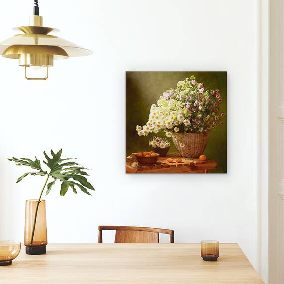 Tablou Canvas - Natura Moarta Cu Un Cos De Flori Salbatice, Marime: 60 x 60 cm - 4- Roveli