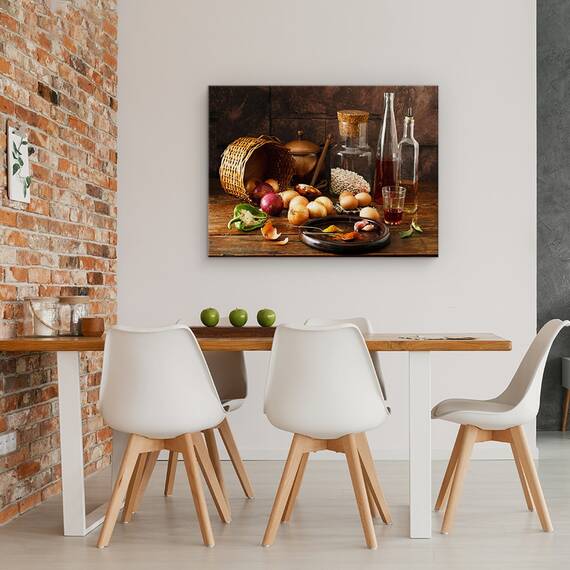 Tablou Canvas - Natura Moarta, Sticla, Ulei De Masline, Otet, Marime: 50 x 70 cm - 4- Roveli