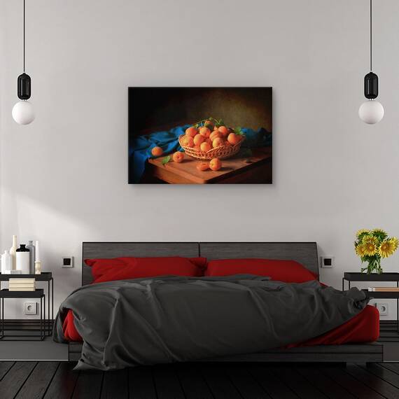 Tablou canvas - Natura moarta cu caise, Rustic, Cos De Fructe, Marime: 40 x 60 cm - 3- Roveli