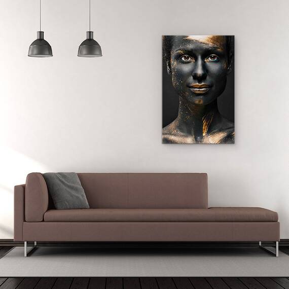 Tablou Canvas - Noapte, Fata, Drept, Aur, Vopsea, Marime: 60 x 90 cm - 2- Roveli