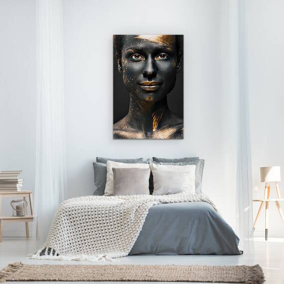 Tablou Canvas - Noapte, Fata, Drept, Aur, Vopsea, Marime: 60 x 90 cm - 3- Roveli