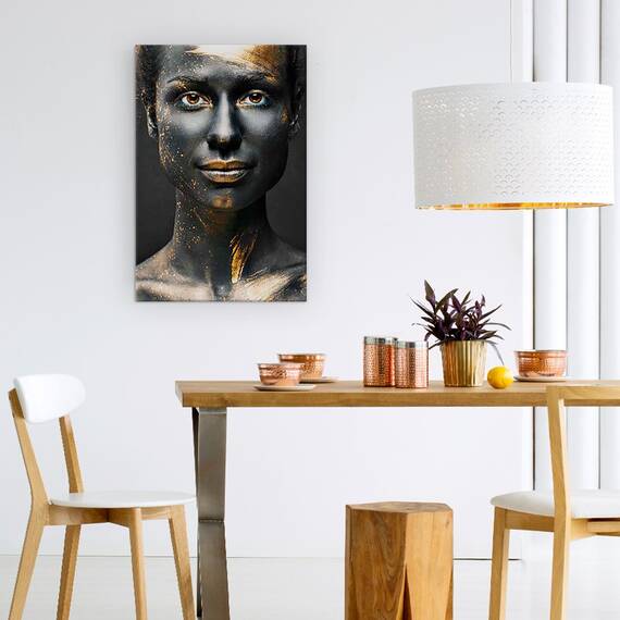 Tablou Canvas - Noapte, Fata, Drept, Aur, Vopsea, Marime: 60 x 90 cm - 4- Roveli