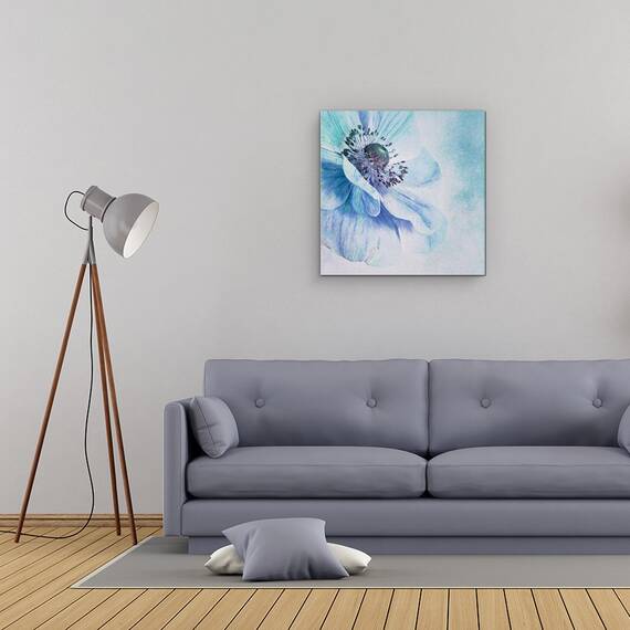 Tablou Canvas - Nuante De Albastru, Floare, Moale, Turcoaz, Petala, Patrat, Marime: 60 x 60 cm - 2- Roveli