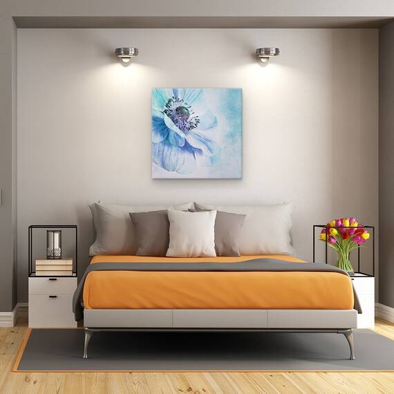 Tablou Canvas - Nuante De Albastru, Floare, Moale, Turcoaz, Petala, Patrat, Marime: 60 x 60 cm - 3- Roveli