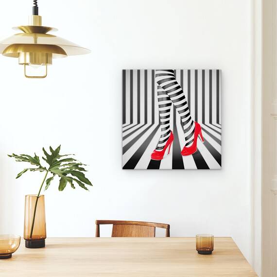 Tablou Canvas - Pantofi Rosii, Zebra, Rosu, Tocuri Inalte, Moda, Dungi, Marime: 60 x 60 cm - 4- Roveli