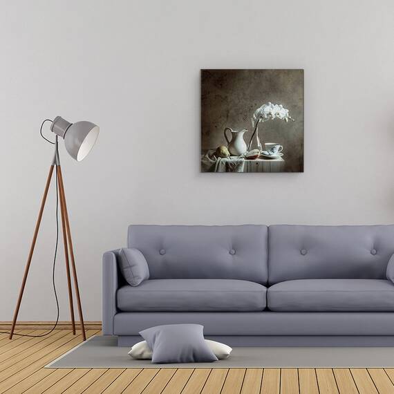 Tablou Canvas - Perete Vechi, Culori, Natura Moarta, Vaza, Ceasca, Marime: 60 x 60 cm - 2- Roveli