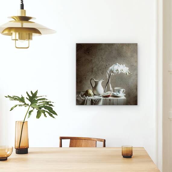 Tablou Canvas - Perete Vechi, Culori, Natura Moarta, Vaza, Ceasca, Marime: 60 x 60 cm - 4- Roveli