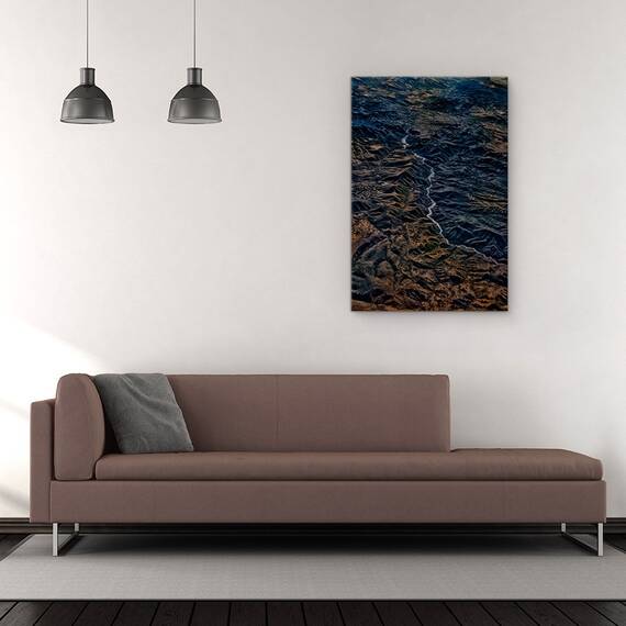 Tablou Canvas - Raul Este Motivul, Aerian, Rau, Vale, Coama, Munte, Marime: 60 x 90 cm - 2- Roveli