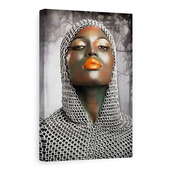 Tablou Canvas - Razboinicul, Chainmail, Femeie, Modelul, Buzele, Gura, Marime: 60 x 90 cm - - Roveli