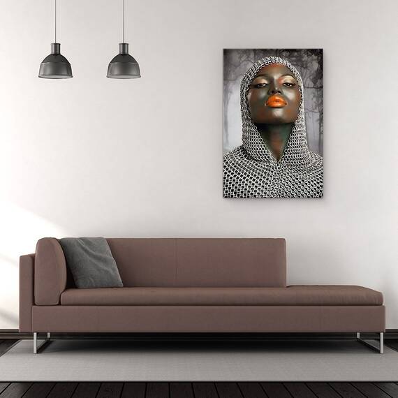 Tablou Canvas - Razboinicul, Chainmail, Femeie, Modelul, Buzele, Gura, Marime: 60 x 90 cm - 2- Roveli
