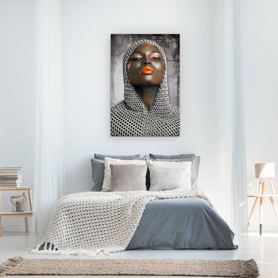 Tablou Canvas - Razboinicul, Chainmail, Femeie, Modelul, Buzele, Gura, Marime: 60 x 90 cm - 3- Roveli
