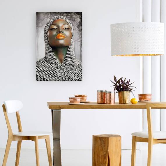 Tablou Canvas - Razboinicul, Chainmail, Femeie, Modelul, Buzele, Gura, Marime: 60 x 90 cm - 4- Roveli