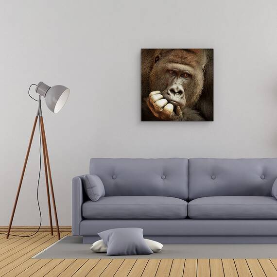 Tablou Canvas - Rostul Vietii ..., Gorila, Ganditor, Maimuta, Marime: 60 x 60 cm - 2- Roveli