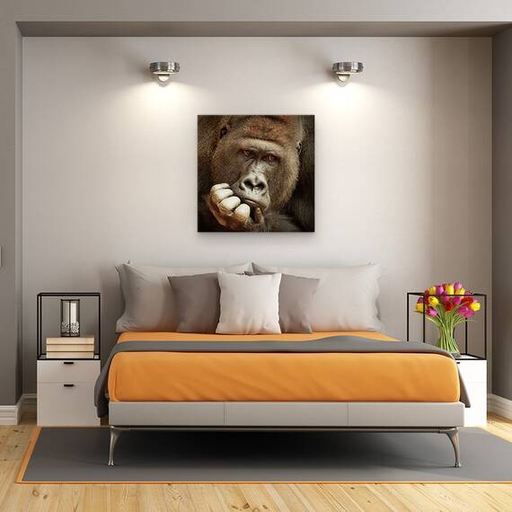 Tablou Canvas - Rostul Vietii ..., Gorila, Ganditor, Maimuta, Marime: 60 x 60 cm - 3- Roveli