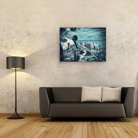 Tablou Canvas - Scafandru Oras, Dubai, Visand, Turcoaz, Scufundari, Marime: 50 x 70 cm - 2- Roveli