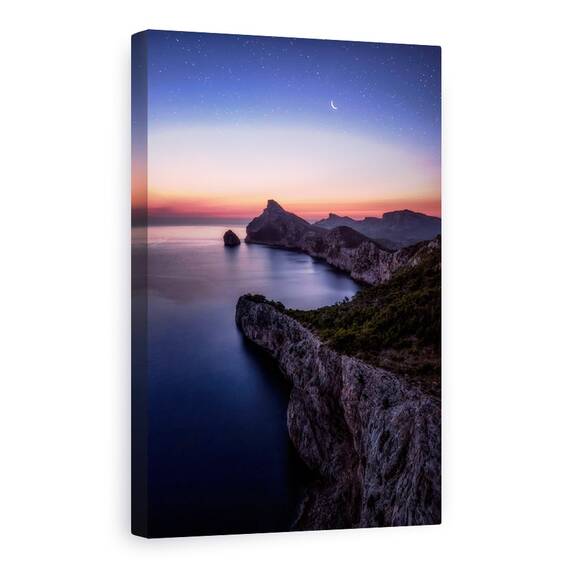Tablou Canvas - Stralucire Timpurie, Noapte, Coasta, Recif, Stanca, Marime: 60 x 90 cm - - Roveli