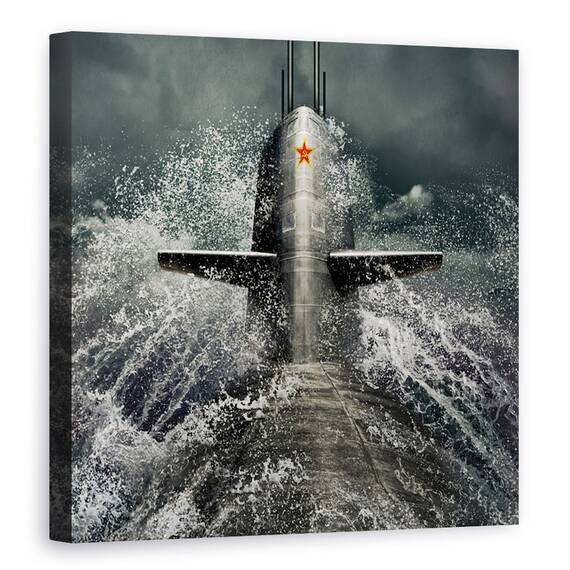 Tablou Canvas - Submarin, Montaj, Militar, Marina, Naval, Marime: 60 x 60 cm - - Roveli