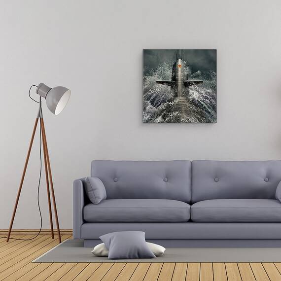 Tablou Canvas - Submarin, Montaj, Militar, Marina, Naval, Marime: 60 x 60 cm - 2- Roveli