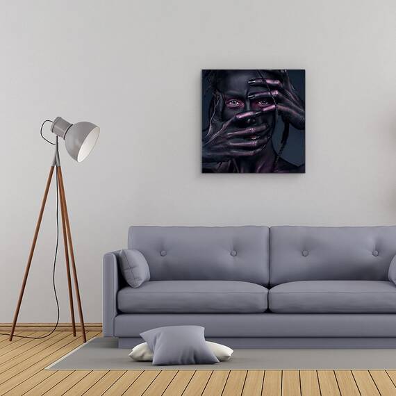 Tablou Canvas - Tacerea, Portret, Studio, Maini, Fata, Make Up, Marime: 60 x 60 cm - 2- Roveli