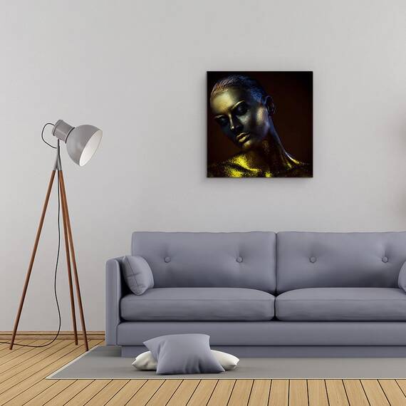 Tablou Canvas - Timp, Clepsidra, Aur, Fata, Ochii Inchisi, Marime: 60 x 60 cm - 2- Roveli