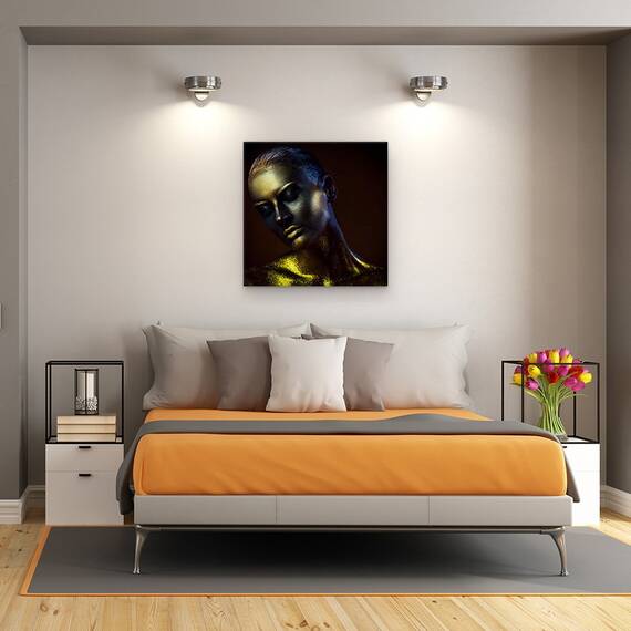 Tablou Canvas - Timp, Clepsidra, Aur, Fata, Ochii Inchisi, Marime: 60 x 60 cm - 3- Roveli
