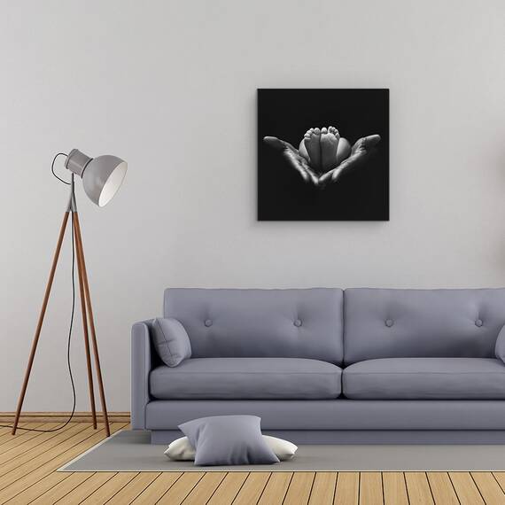 Tablou Canvas - Un Mic Miracol, Copil, Dragut, Mana, Nou-Nascut, Dragoste, Marime: 60 x 60 cm - 4- Roveli