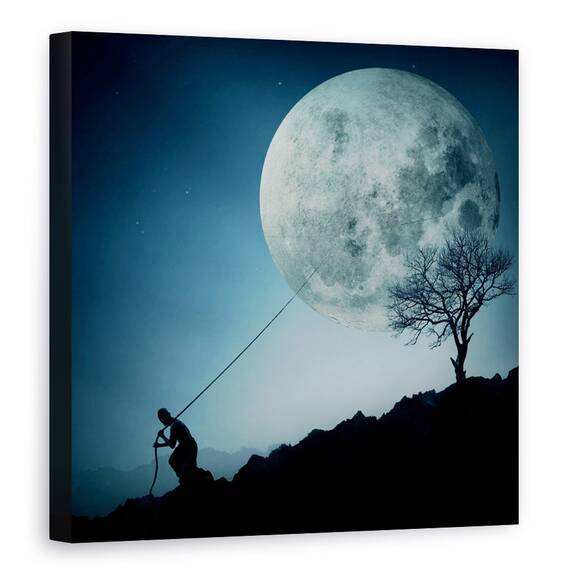 Tablou Canvas - Visatorul, Luna, Rotund, Cerc, Spatiu, Marime: 60 x 60 cm - - Roveli