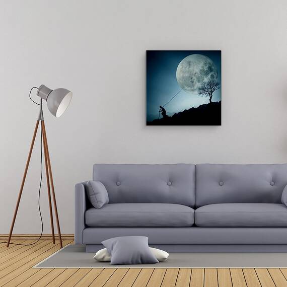 Tablou Canvas - Visatorul, Luna, Rotund, Cerc, Spatiu, Marime: 60 x 60 cm - 2- Roveli