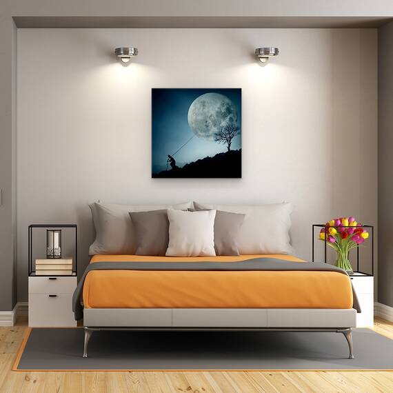Tablou Canvas - Visatorul, Luna, Rotund, Cerc, Spatiu, Marime: 60 x 60 cm - 3- Roveli