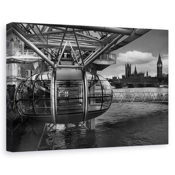 Tablou canvas - Cand trecutul intalneste viitorul, Londra, Westminister, London Eye, Marime: 60 x 90 cm - - Roveli