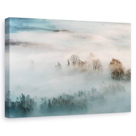 Tablou canvas - Ceata hibernala, Peisaj, Iarna, Rasarit De Soare, Marime: 60 x 90 cm - - Roveli