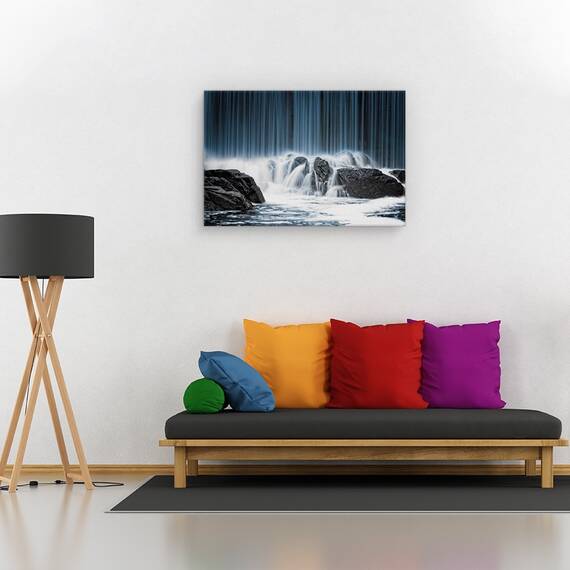Tablou canvas - Ceata matinala, Peisaj, Frunze, Apa, Cascada, Marime: 60 x 90 cm - 3- Roveli