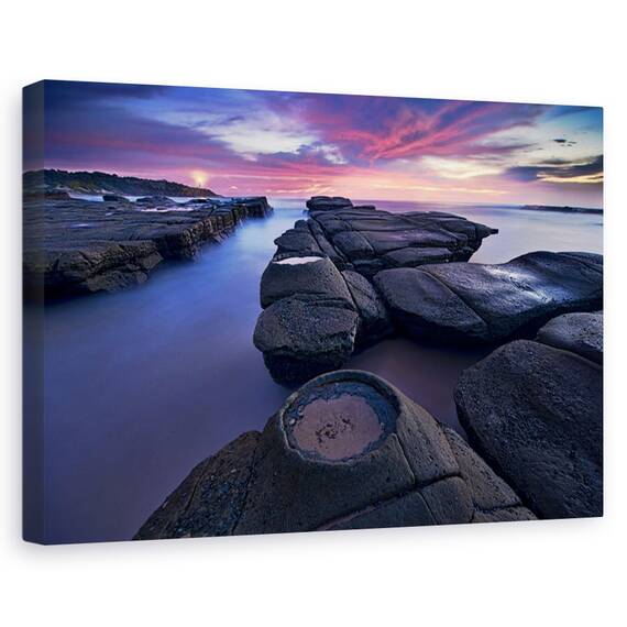 Tablou canvas - Farul, Peisaj, Apus De Soare, Piatra, Coasta, Marime: 60 x 90 cm - - Roveli