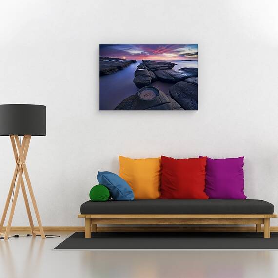 Tablou canvas - Farul, Peisaj, Apus De Soare, Piatra, Coasta, Marime: 60 x 90 cm - 2- Roveli