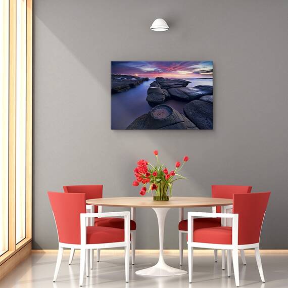 Tablou canvas - Farul, Peisaj, Apus De Soare, Piatra, Coasta, Marime: 60 x 90 cm - 4- Roveli