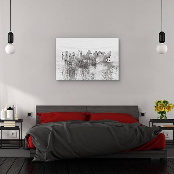 Tablou canvas - Reflectie matinala, Peisaj, Lac, Ceata, Albastru, Marime: 60 x 90 cm - 3- Roveli
