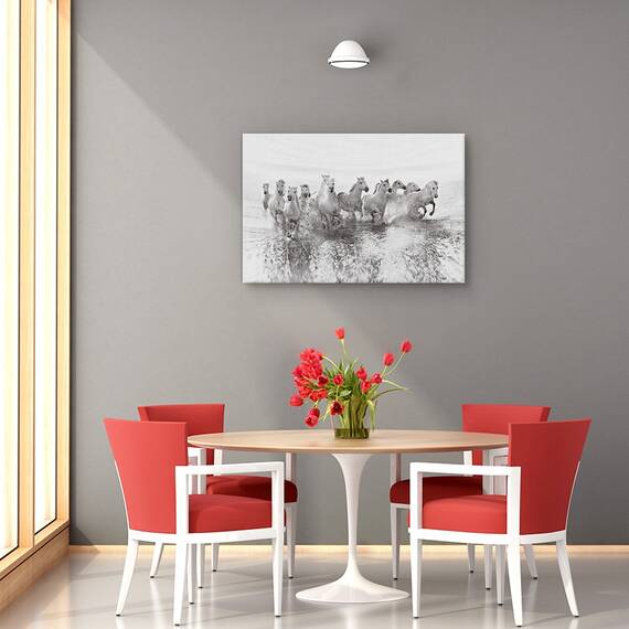 Tablou canvas - Reflectie matinala, Peisaj, Lac, Ceata, Albastru, Marime: 60 x 90 cm - 4- Roveli