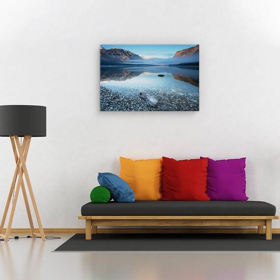 Tablou canvas - Linistea lui Bohinj, Peisaj, Apa, Reflectie, Pietricele, Marime: 60 x 90 cm - 2- Roveli
