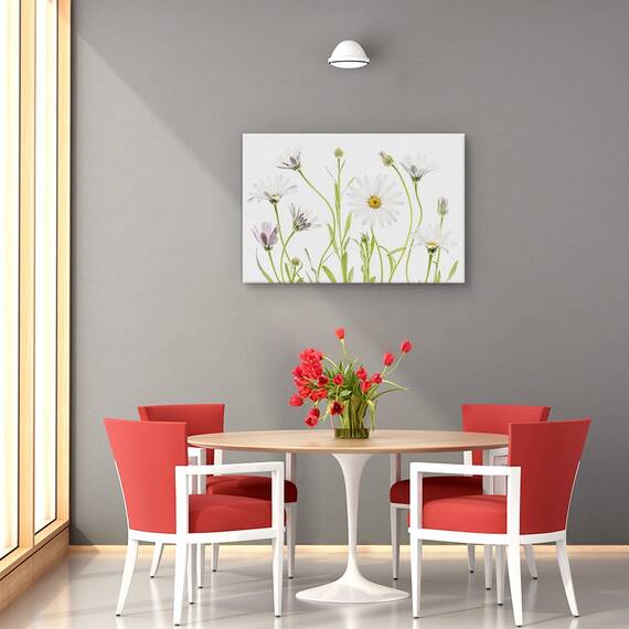 Tablou canvas - Margarete, Natura moarta, Flora, Alb, Verde, Marime: 60 x 90 cm - 4- Roveli