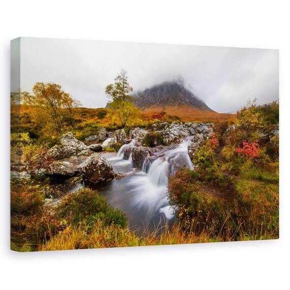 Tablou canvas - Munte si rau, Peisaj, Varf, Munte, Cascada, Marime: 60 x 90 cm - - Roveli