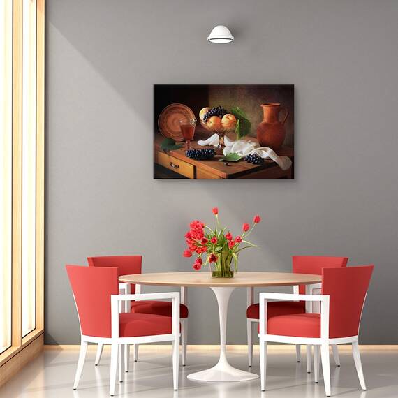 Tablou canvas - Vata pe bat, Natura moarta, Flori, Turcoaz, Abstract, Marime: 60 x 90 cm - 4- Roveli