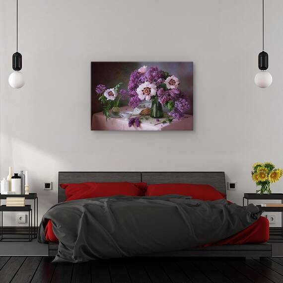 Tablou canvas - Columbine, Natura moarta, Culori Pastelate, Flori, Marime: 60 x 90 cm - 3- Roveli