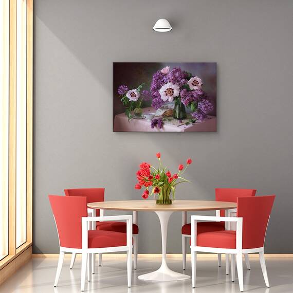 Tablou canvas - Columbine, Natura moarta, Culori Pastelate, Flori, Marime: 60 x 90 cm - 4- Roveli