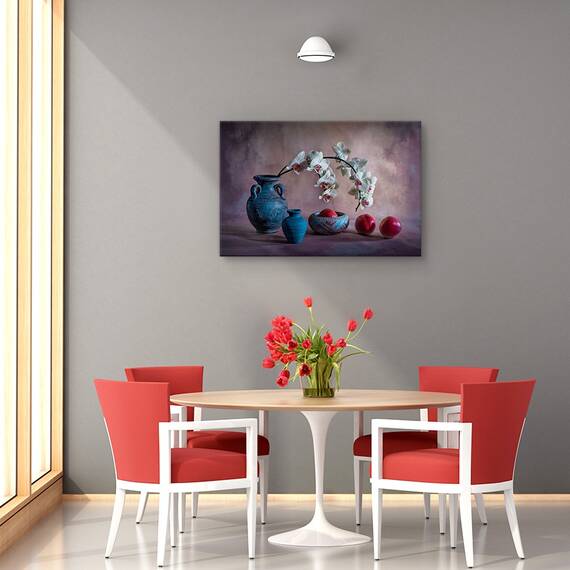 Tablou canvas - Natura moarta cu flori de toamna si stuguri, Buchet, Flori, Decor, Marime: 60 x 90 cm - 4- Roveli
