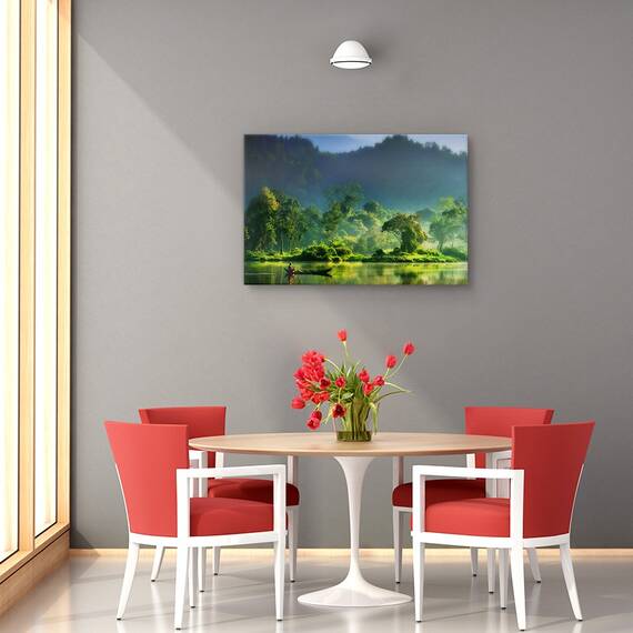 Tablou canvas - Rasarit in Toscana, Peisaj, Spiritual, Capela, Verde, Marime: 60 x 90 cm - 4- Roveli
