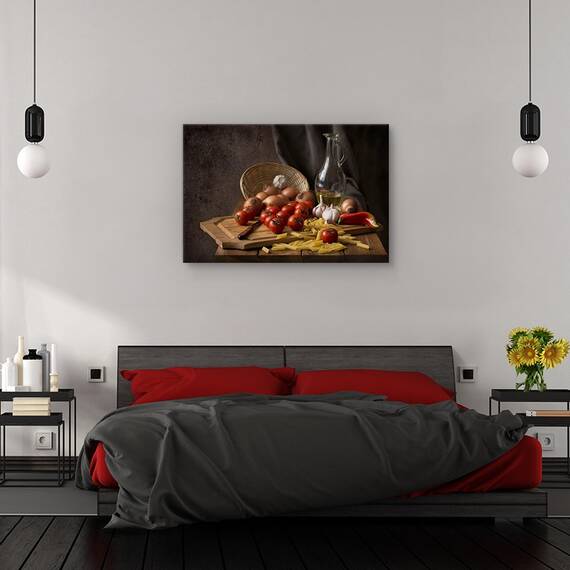 Tablou canvas - Pofta buna, Natura moarta, Compozitie, Rosie, Bucatarie, Marime: 60 x 90 cm - 3- Roveli