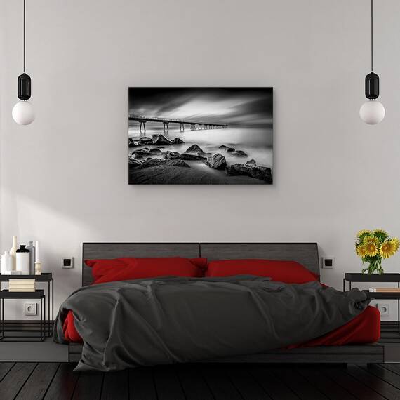 Tablou canvas - Pont del Petroli, Peisaj, Rasarit, Coasta, Spania, Marime: 60 x 90 cm - 3- Roveli