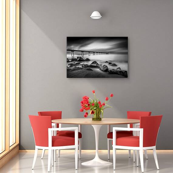 Tablou canvas - Pont del Petroli, Peisaj, Rasarit, Coasta, Spania, Marime: 60 x 90 cm - 4- Roveli