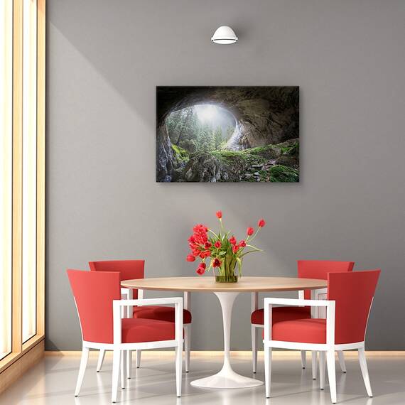 Tablou canvas - Privind spre cer, Peisaj, Copaci, Pestera, Raza De Soare, Marime: 60 x 90 cm - 4- Roveli